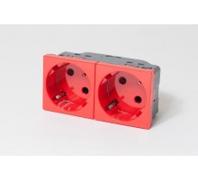 Розетка электрическая 2К+З двойная под углом 45гр (красная) со шторками, безвинт зажим  200010  SPL