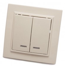 PSW10-9002-02 Выключатель 2-клавишный с индикатором, 250В, 10А, серия Эрна, слоновая кость  39229  STEKKER