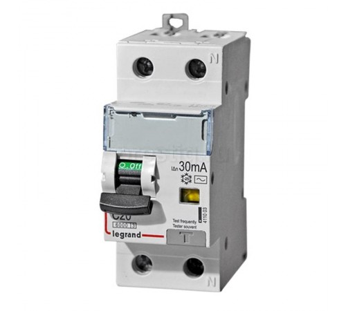 Выключатель автоматический дифференциального тока DX3 6000 1п+N 20А С 30мА тип AС  411003  Legrand