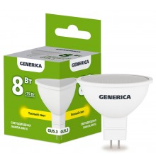 Лампа светодиодная MR16 софит 8Вт 230В 3000К GU5.3   LL-MR16-08-230-30-GU5-G  GENERICA