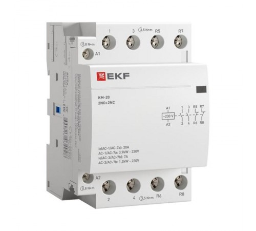 Контактор модульный КМ 20А 2NО+2NC (3 мод.) PROxima km-3-20-22  EKF