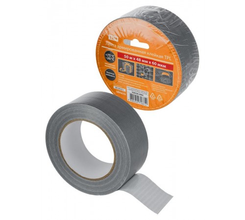 Лента армированная клейкая TPL, серебристая, 48 мм х 50 м TDM  SQ0526-0904  TDM