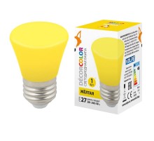 Лампа светодиодная LED-D45-1W/YELLOW/E27/FR/С BELL декоративная LED. "Колокольчик", матовая. Цвет желтый  UL-00005641  Volpe