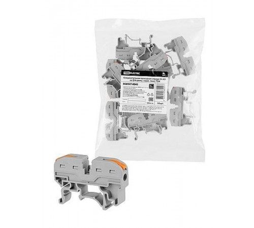 Соединительная проходная клемма СК-421 на DIN-рейку, серая, 4мм2 (10 шт/упак)  SQ0527-0045  TDM
