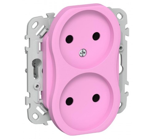 FLITE Розетка 2-ая без заземления без шторок быстрозажимные клеммы 10А РС02-1-ФлПр пурпурный  FI-R20-10-1-K99  IEK