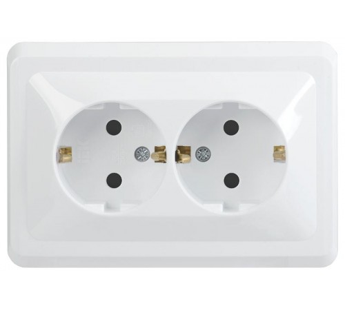 ВЕГА белый Розетка 2-местнаяс с/з 16А РС12-3-ВБ  ERV21-K01-16-DM  GENERICA