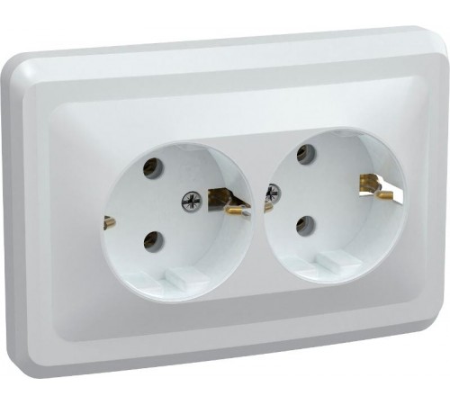 ВЕГА белый Розетка 2-местнаяс с/з 16А РС12-3-ВБ  ERV21-K01-16-DM  GENERICA