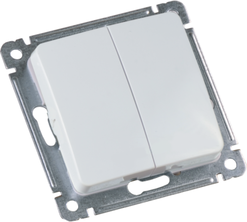 Выключатель скрытой установки, двухклавишный, механизм, цвет белый  ВС10-451  HEGEL