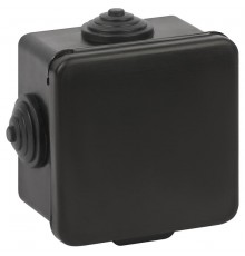 Распаячная коробка  KOR-65-65-50-4g-B открытой установки КОР 65х65х50мм черная с гермовводами 4 входа IP54 KOR-65-65-50-4g-B  Б0061797  ЭРА