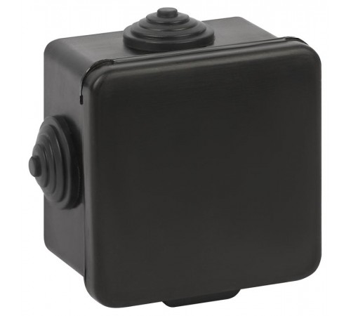 Распаячная коробка  KOR-65-65-50-4g-B открытой установки КОР 65х65х50мм черная с гермовводами 4 входа IP54 KOR-65-65-50-4g-B  Б0061797  ЭРА