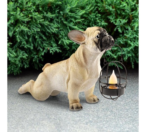 Светильник садовый ERASF22-04 из полистоуна Французский бульдог 33 см  Б0053353  ЭРА