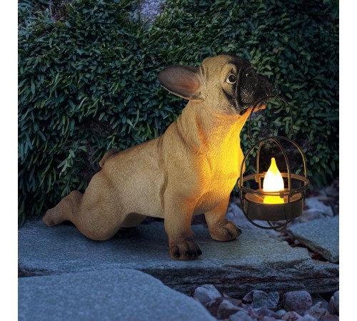 Светильник садовый ERASF22-04 из полистоуна Французский бульдог 33 см  Б0053353  ЭРА