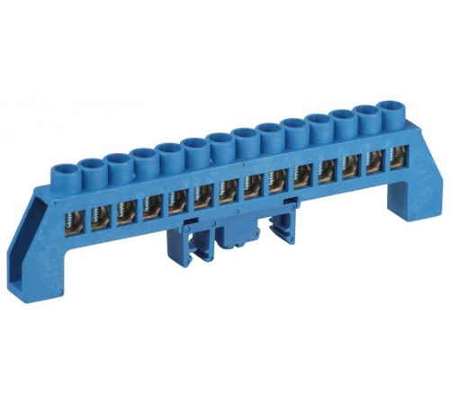 Шина  NO-224-113 N ноль в комбинированном изоляторе на DIN-рейку ШНИ-8х12-14-Д-синий  Б0062953  ЭРА