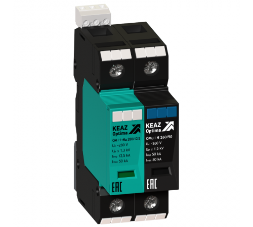 Ограничитель импульсных перенапряжений (УЗИП) OptiDin OM-I-1+Nu-280/12,5/R  114279  КЭАЗ