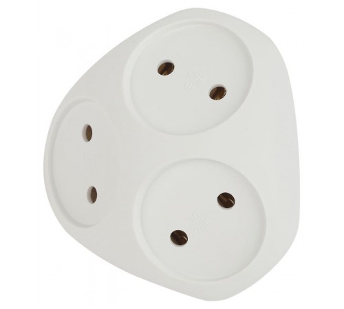 Разветвитель электрический SPx-3-W на 3 розетки без заземления 10А белый  Б0053481  ЭРА