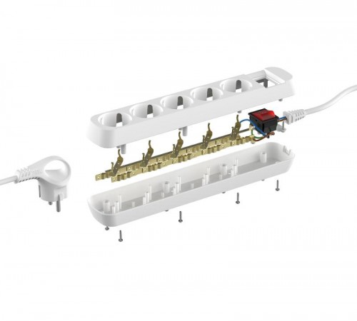 Удлинитель электрический U-5es-5m-3x1,5 с заземлением с выключателем 5 розеток 5м ПВС 3x1,5мм2 16А  Б0044045  ЭРА