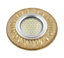 Светильник декор.встр Luciole DLS-L141 GU5.3 GLASSY/GOLD GU5.3 доп.LED подсветка 3Вт, стекл,зерк./светло-желтый.  UL-00003878  Fametto