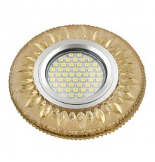 Светильник декор.встр Luciole DLS-L141 GU5.3 GLASSY/GOLD GU5.3 доп.LED подсветка 3Вт, стекл,зерк./светло-желтый.  UL-00003878  Fametto