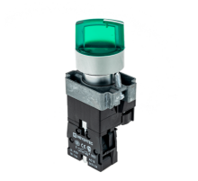 Переключатель с LED подсветкой, 220V AC/DC, зеленый, 3 полож. 1NO, фикс., мет. MTB2-BK3363  58224  ОВЕН