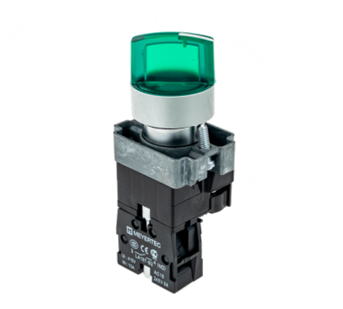 Переключатель с LED подсветкой, 220V AC/DC, зеленый, 3 полож. 1NO, фикс., мет. MTB2-BK3363  58224  ОВЕН