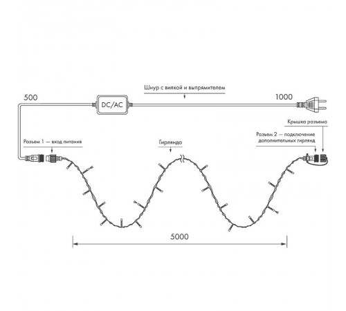 Светодиодная гирлянда ARD-STRING-HOME-5000-CLEAR-50LED-FLASH WARM (230V, 3.5W)  025750  Arlight