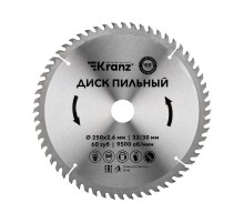 Диск пильный 250 мм х 60 зуб х 32/30 мм  KR-92-0129  Kranz