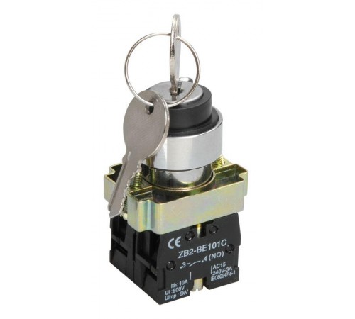 Переключатель LAY5-BG45 на 2 положения с ключом без фиксации   BSW80-BG-2-K02  IEK