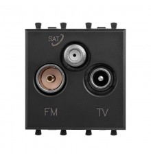 Розетка TV-FM-SAT модульная, "Avanti", "Черный матовый", 2 модуля  4412532  DKC