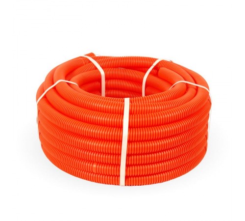 Труба гофрированная ПНД лёгкая 350 Н оранжевая с/з д20 (100м/4800м уп/пал) безгалогенная (HF)   PR.022061  Промрукав