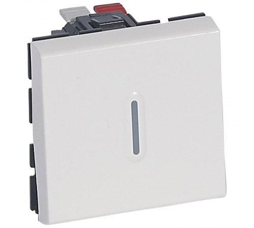 Переключатель на два направления без фиксации - со светодиодом - Программа Mosaic - 6 A - 2 модуля - антибактериальный  078716  Legrand