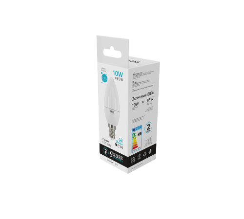 Лампа светодиодная LED 10Вт E14 220В 4100К Elementary свеча  33120  Gauss