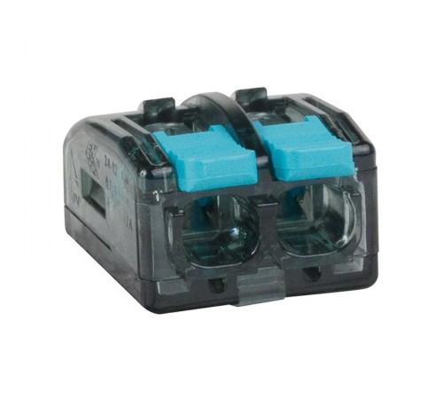 Клемма строительно-монтажная OptiKit СМК 221-412 с рычагом 2 отверстия 0,2-2,5(4,0)мм2  351064  КЭАЗ