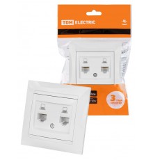 Розетка компьютерная двойная RJ45 белая "Лама"  SQ1815-0055  TDM