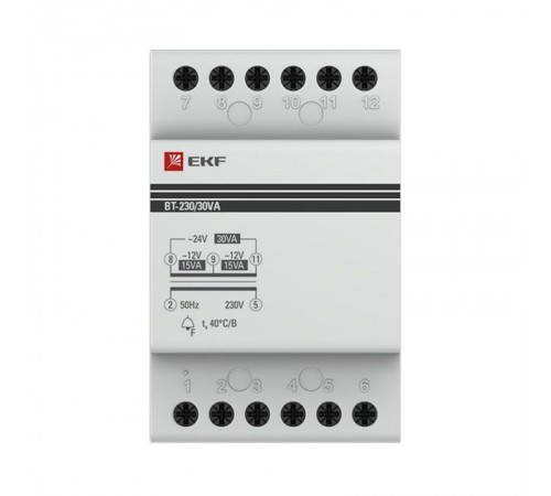Трансформатор звонковый модульный BT-230В/12-12В 30ВА EKF PROxima  bt-230/30va  EKF