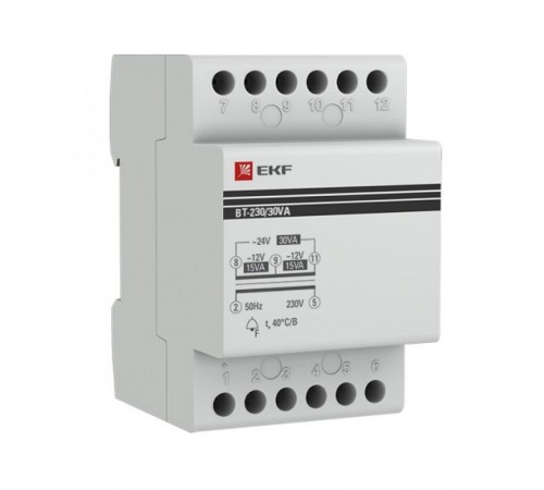 Трансформатор звонковый модульный BT-230В/12-12В 30ВА EKF PROxima  bt-230/30va  EKF