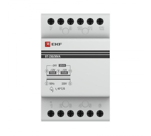 Трансформатор звонковый модульный BT-230В/12-12В 30ВА EKF PROxima  bt-230/30va  EKF