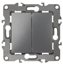 Выключатель двойной 12-1004-12   10АХ-250В, без м.лапок,  графит  Б0019311  ЭРА