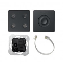 Simon 82 Комплект 4-кл сенсорн.выкл.+ сенс.регулятор, с тематич. маркиров. Т1, KNX, графит  8400653-038  Simon