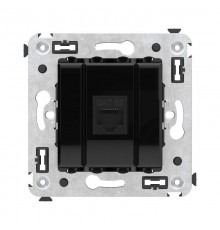 Компьютерная розетка RJ-45 без шторки в стену, кат.5е одинарная, "Avanti", "Черный квадрат"  4402663  DKC