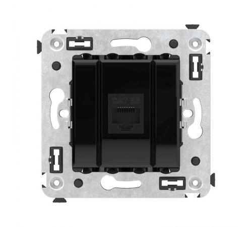 Компьютерная розетка RJ-45 без шторки в стену, кат.5е одинарная, "Avanti", "Черный квадрат"  4402663  DKC