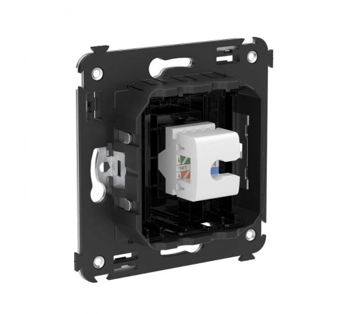 Компьютерная розетка RJ-45 без шторки в стену, кат.5е одинарная, "Avanti", "Черный квадрат"  4402663  DKC