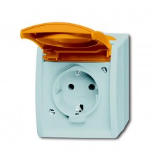 Розетка SCHUKO 16А 250В IP44, для открытого монтажа, c оранжевой крышкой, серия ocean, цвет серый/сине-зелёный  2083-0-0820   2CKA002083A0820  ABB