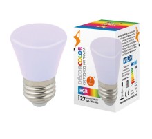 Лампа светодиодная LED-D45-1W/RGB/E27/FR/С BELL декоративная LED. "Колокольчик", матовая. Цвет RGB  UL-00005805  Volpe
