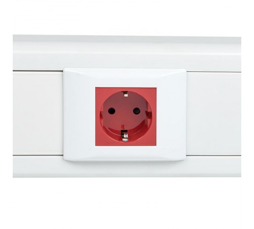 Розетка 45х45 (2 модуля), с заземлением, красная, прямая  E2MR16-028-70  EKF
