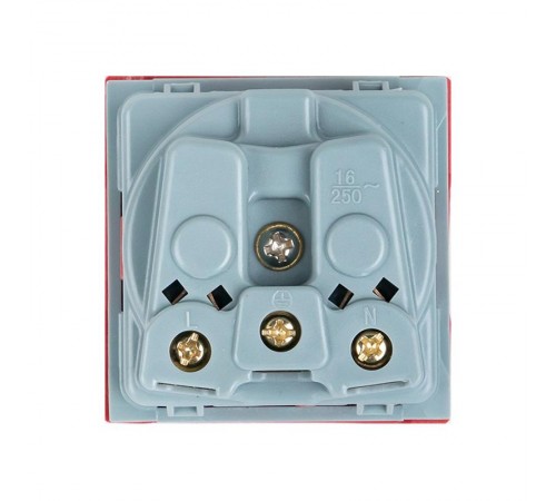 Розетка 45х45 (2 модуля), с заземлением, красная, прямая  E2MR16-028-70  EKF