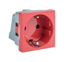 Розетка 45х45 (2 модуля), с заземлением, красная, прямая  E2MR16-028-70  EKF