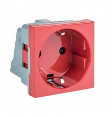 Розетка 45х45 (2 модуля), с заземлением, красная, прямая  E2MR16-028-70  EKF