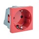 Розетка 45х45 (2 модуля), с заземлением, красная, прямая  E2MR16-028-70  EKF