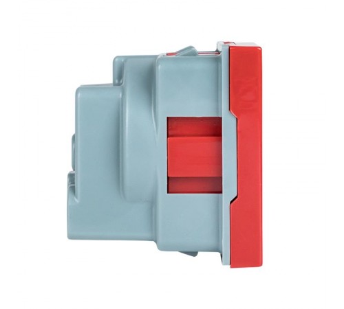 Розетка 45х45 (2 модуля), с заземлением, красная, прямая  E2MR16-028-70  EKF