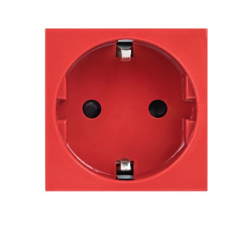 Розетка 45х45 (2 модуля), с заземлением, красная, прямая  E2MR16-028-70  EKF